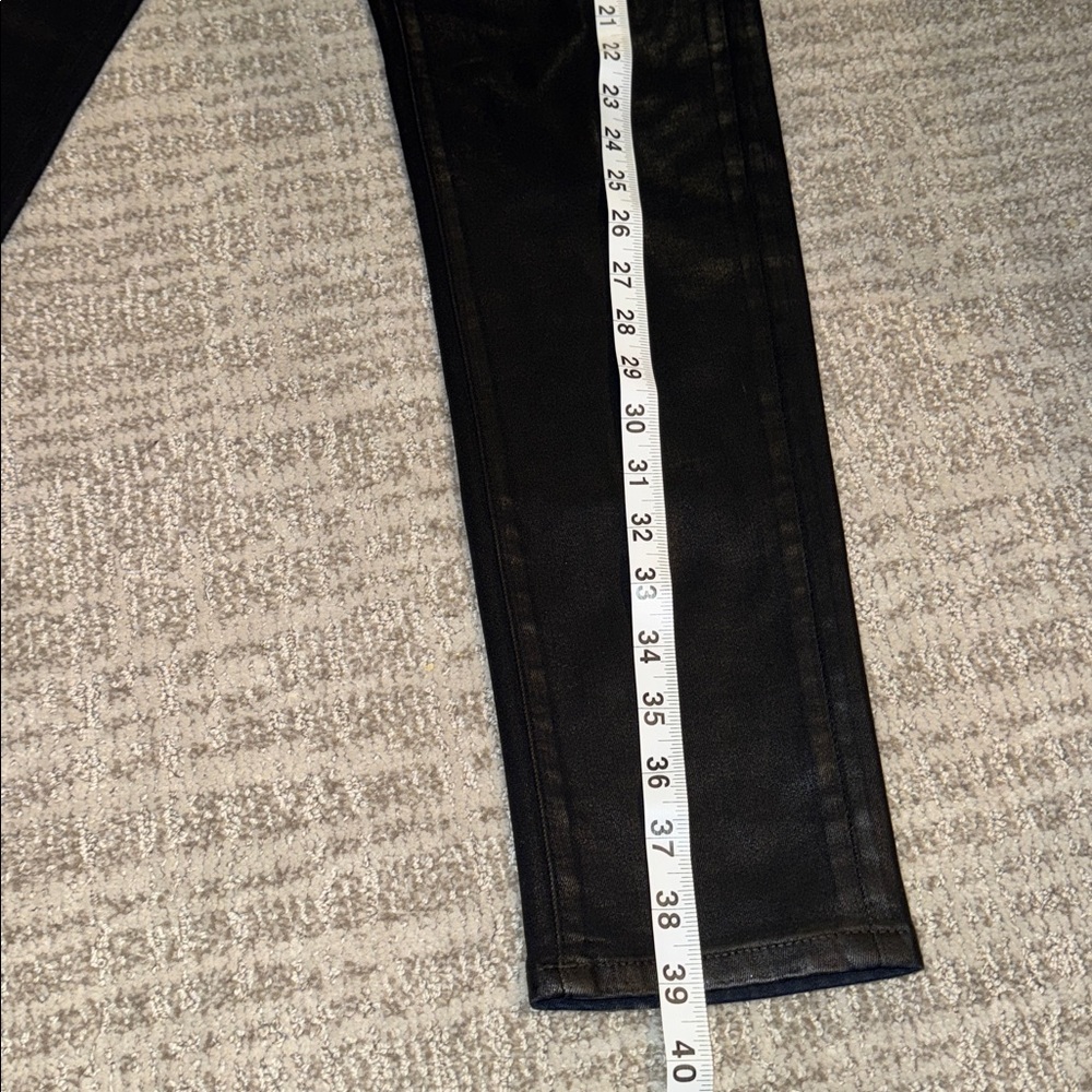 NEW Spanx $178 Skinny Jeans Black Lacquer Wax Coated 29 Shaping Contouring pants - Picture 3 of 11